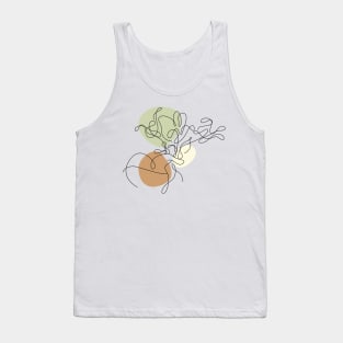 Flower Bouquet Shape Minimalist Line Art Drawing Tank Top